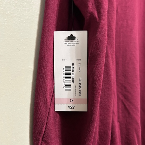 Ana Women's Blouse 3X Maroon Burgundy Short Sleeve Popover Feminine Stretch Top - Picture 4 of 7